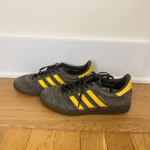 Grey and yellow suede adidas